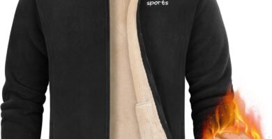 Nadeer Men’s Fleece Jacket Winter Warm Full-Zip Windproof Jackets Outdoor Coat with Pockets Casual Outwear