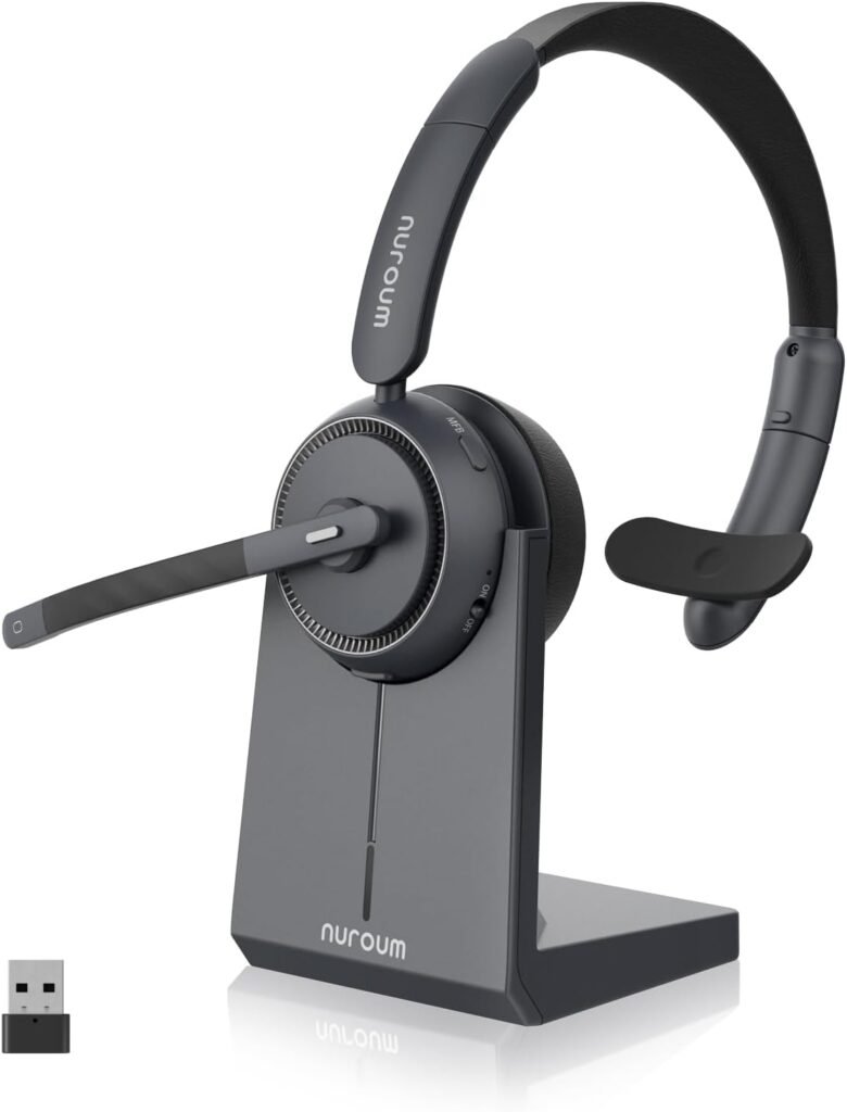 Nuroum HP31S Bluetooth Wireless Headset with Microphone, ENC Noise Cancelling for Calls, Charging Base/Mute Button, V5.3 Multi-Point, Dongle/USB for Call Center/Trucker/Driver, for Zoom/Teams Nuroum HP31S Bluetooth Wireless Headset with Microphone, ENC Noise Cancelling for Calls, Charging Base/Mute Button, V5.3 Multi-Point, Dongle/USB for Call Center/Trucker/Driver, for Zoom/Teams