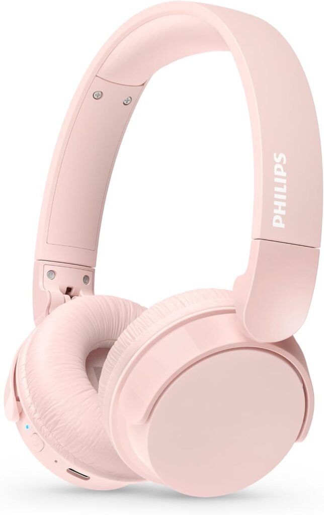 PHILIPS TAH4209PK Lightweight On Ear Wireless Bluetooth Headphones with Passive Noise Isolation – 55 Hours Play Time, Natural Sound, Clear Calls, Dynamic Bass, 2 Hours USB-C Charging – Pink