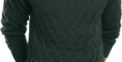 QIXING Men’s Jumpers Cable Knit Crew Neck Jumper for Men UK Casual Long Sleeve Sweaters Pullover Tops with Ribbed Edge