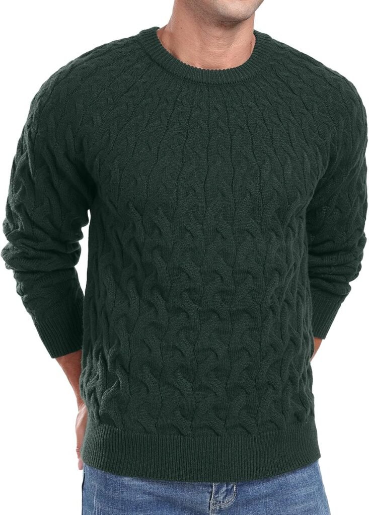QIXING Men’s Jumpers Cable Knit Crew Neck Jumper for Men UK Casual Long Sleeve Sweaters Pullover Tops with Ribbed Edge QIXING Men’s Jumpers Cable Knit Crew Neck Jumper for Men UK Casual Long Sleeve Sweaters Pullover Tops with Ribbed Edge