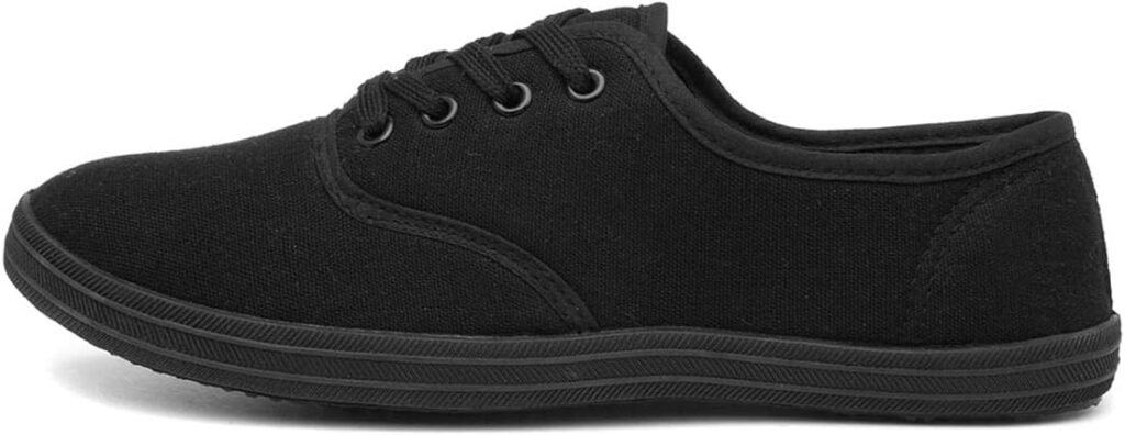Red Fish Tai Womens Plain Black Canvas Shoe