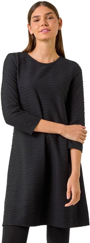 Roman Originals Textured A-Line Stretch Dress for Women UK – Ladies Everyday Holiday Spring Summer Round Neckline Comfy Soft Evening Vacation Work Party Roman Originals Textured A-Line Stretch Dress for Women UK – Ladies Everyday Holiday Spring Summer Round Neckline Comfy Soft Evening Vacation Work Party