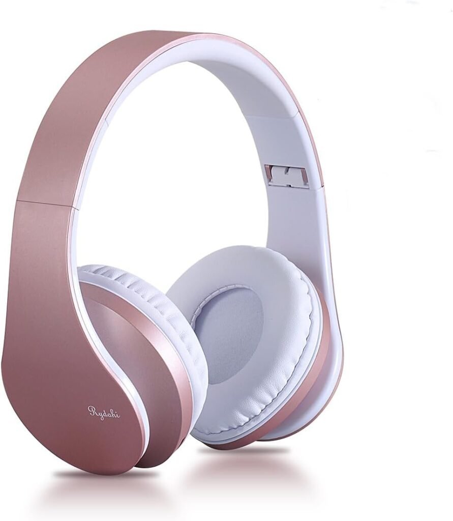 Rydohi Wireless Bluetooth Headphones Over Ear, Hi-Fi Stereo Headset with Deep Bass, Foldable and Lightweight, Wired and Wireless Modes Built in Mic for Cell Phones, TV, PC and Traveling (Pink)