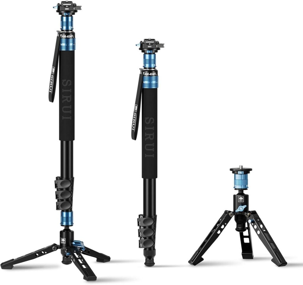 SIRUI Aluminum Monopod with Feet, 75.8″ Professional Monopod for Cameras, Compact Travel Monopod with Quick Release Plate, Max Load 33lbs, Compatible with Sony Canon Nikon DSLR Camera, AM-404FL+QC-55