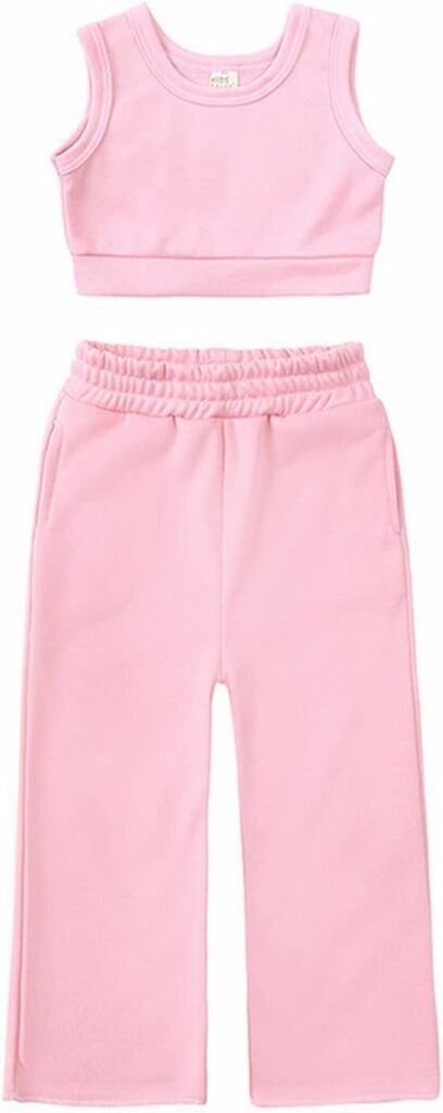 SRTUMEY Baby Outfits for Girls 3-6 Months Children’s Clothing Girls Fashion Casual Sleeveless Vest Solid Color Suit Two Summer Short Sleeved Trousers Suit Mommy Baby Matching Shoes