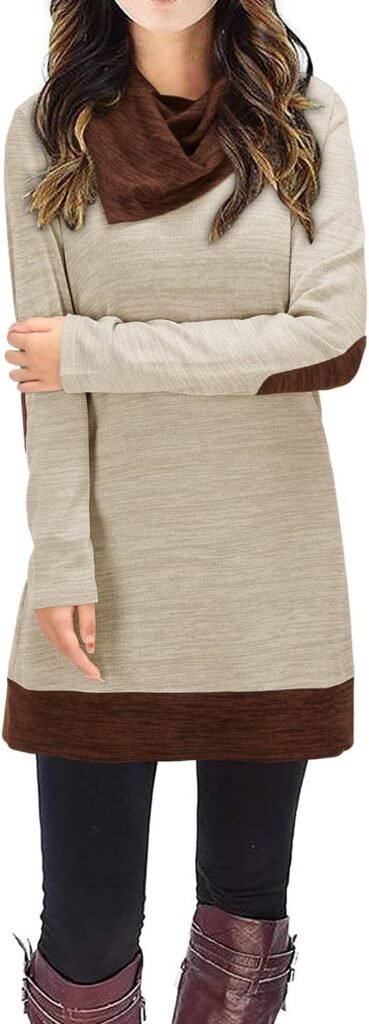 STYLEWORD Women’s Jumper Dress Long Sleeve Tunic Winter Dresses Cowl Neck Ladies Casual Knitted Sweater Tops STYLEWORD Women’s Jumper Dress Long Sleeve Tunic Winter Dresses Cowl Neck Ladies Casual Knitted Sweater Tops