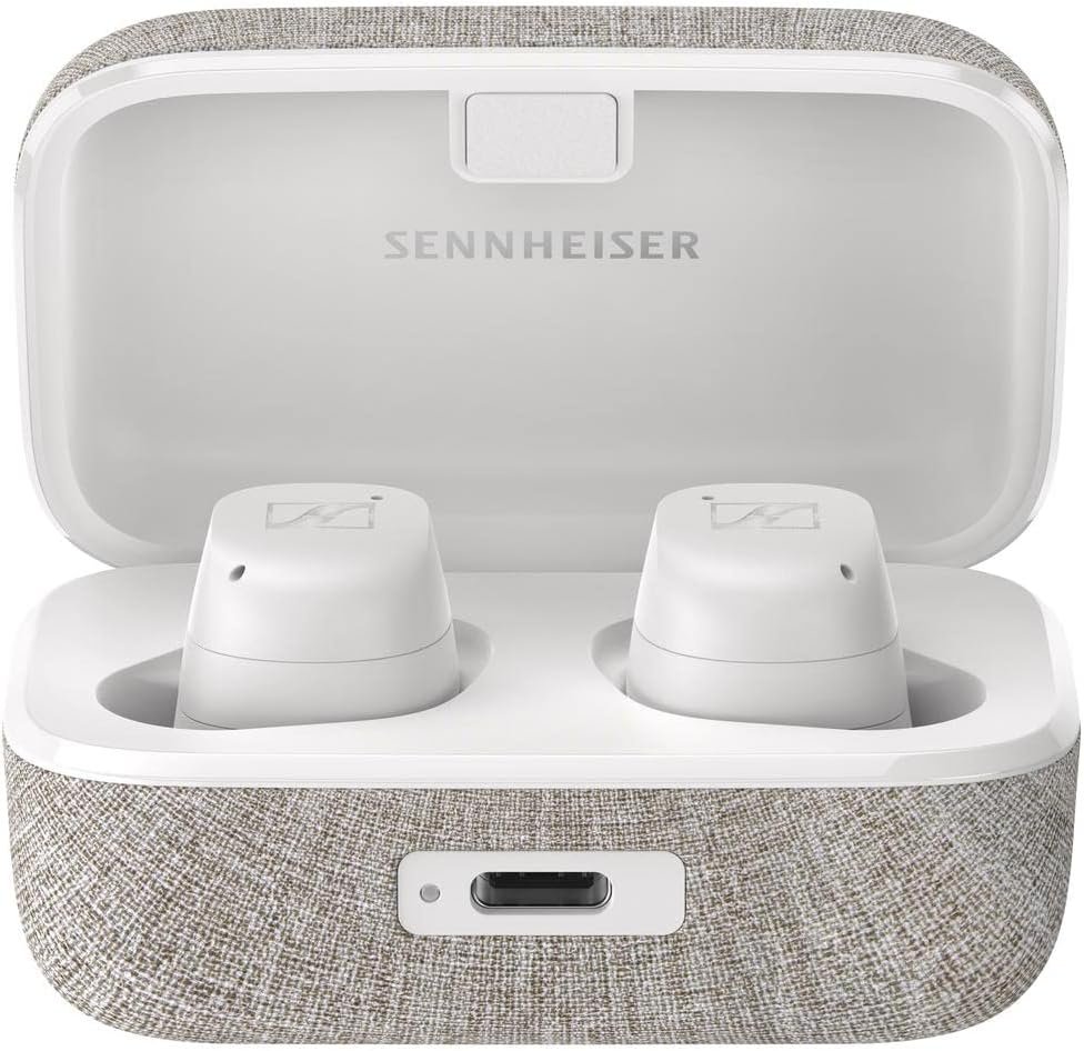 Sennheiser MOMENTUM True Wireless 3 Earbuds – Bluetooth In-Ear Headphones for Music and Calls with Adaptive Noise Cancellation, IPX4, Qi wireless charging and 28-hour battery life, White