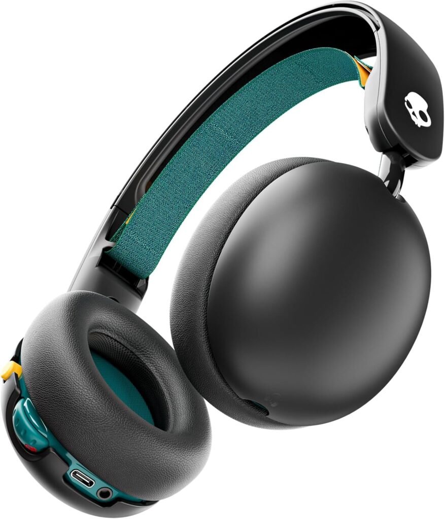 Skullcandy Grom Over-Ear Wireless Headphones for Kids, 45 Hr Battery, Volume-Limiting, Works with iPhone Android and Bluetooth Devices – Black