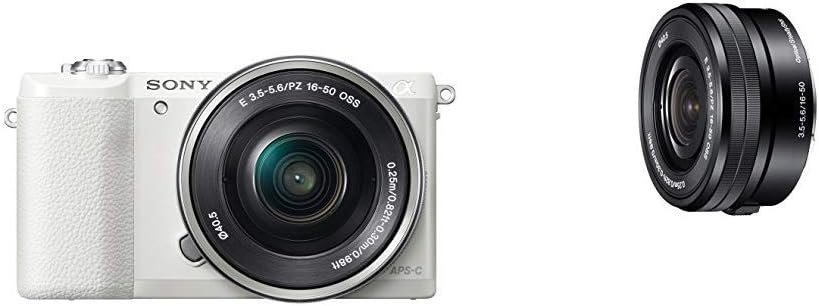 Sony ILCE5100LW.CEC Compact System Camera with 16-50 Lens (24.3 MP, 180 Degrees Tiltable LCD, Fast Hybrid Auto Focus, Noise Reduction Feature, Wi-Fi and NFC) – White with SELP1650 E Mount – APS-C 16-50mm F3.5-5.6 Zoom Lens