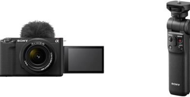 Sony ZV-E1 | Full-frame Mirrorless Interchangeable Lens Vlog Camera with 28-60mm f/4-5.6 Black & GP-VPT2BT Handgrip Black