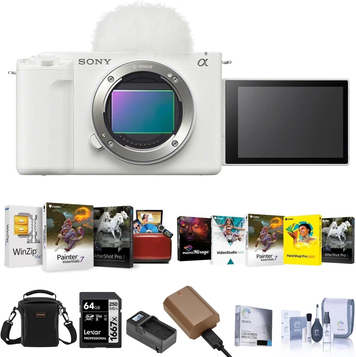 Sony ZV-E1 Mirrorless Camera Body, Black, Bundle with NP-FZ100 Battery, 64GB Memory Card, Smart Charger & Software Kit