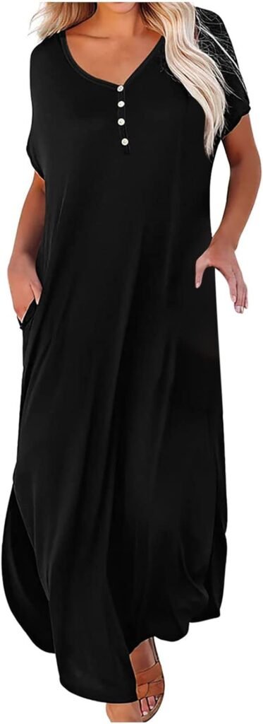 Summer Dresses for Women UK Casual Short Sleeve V Neck Swing Dress Casual Maxi Beach Dress with Pockets Ladies Trendy Tunic Dresses Activewear Dresses for Vacation Cocktail Formal Work Wedding Summer Dresses for Women UK Casual Short Sleeve V Neck Swing Dress Casual Maxi Beach Dress with Pockets Ladies Trendy Tunic Dresses Activewear Dresses for Vacation Cocktail Formal Work Wedding