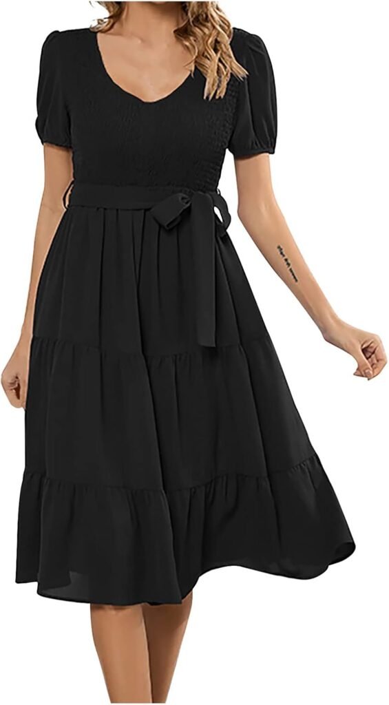 Summer Dresses for Women UK Solid Relaxed Comfort V-Neck Sexy Versatile Short Sleeve Dress Ladies Trendy Tunic Dresses Activewear Dresses for Vacation Cocktail Formal Work Wedding Summer Dresses for Women UK Solid Relaxed Comfort V-Neck Sexy Versatile Short Sleeve Dress Ladies Trendy Tunic Dresses Activewear Dresses for Vacation Cocktail Formal Work Wedding