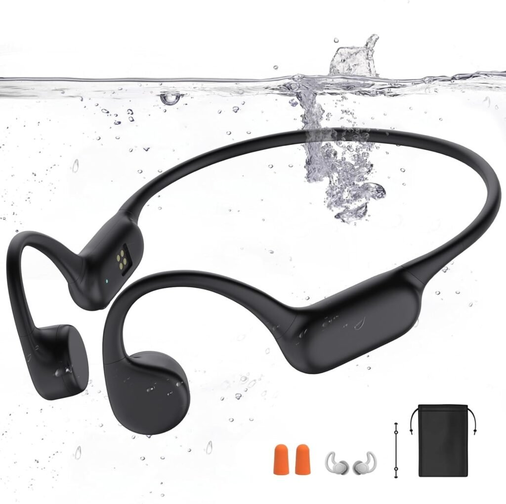 Swimming Headphones, Bone Sound Headphones Bluetooth 5.4, IPX8 Waterproof Headphones, 32G-Memory Sports Headphones, Underwater Headphones with MP3-Player, Open Ear Headphones for Swimming Running