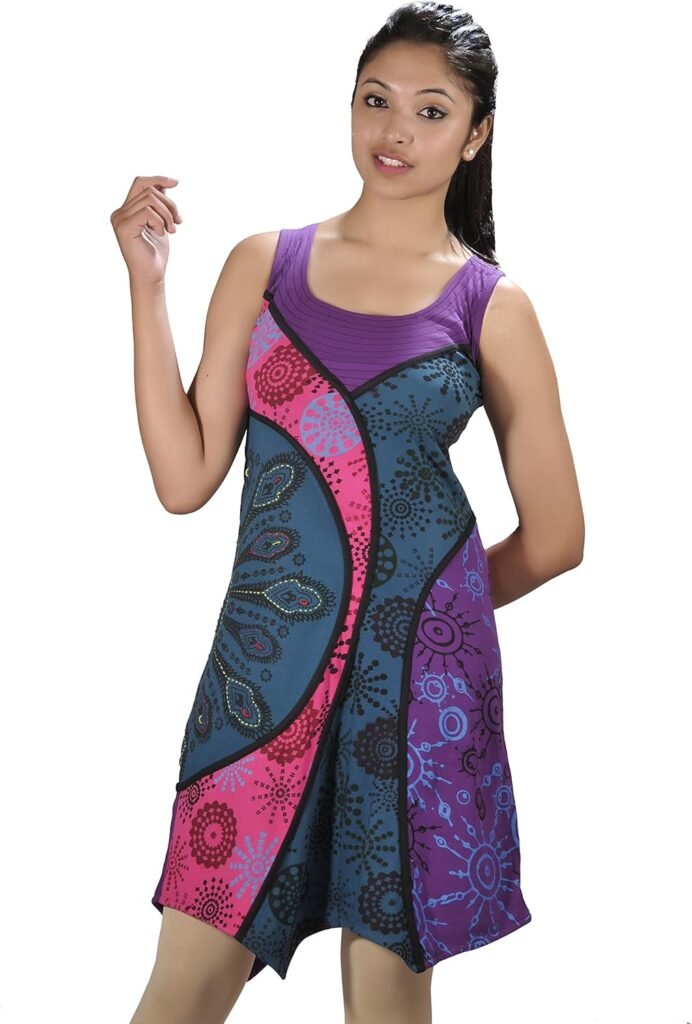 TATTOPANI Ladies Sleeveless Dress with Side Embroidery – Rose TATTOPANI Ladies Sleeveless Dress with Side Embroidery – Rose