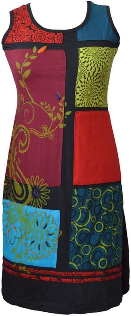 TATTOPANI Women Sleeveless Dress with Floral Embroidery