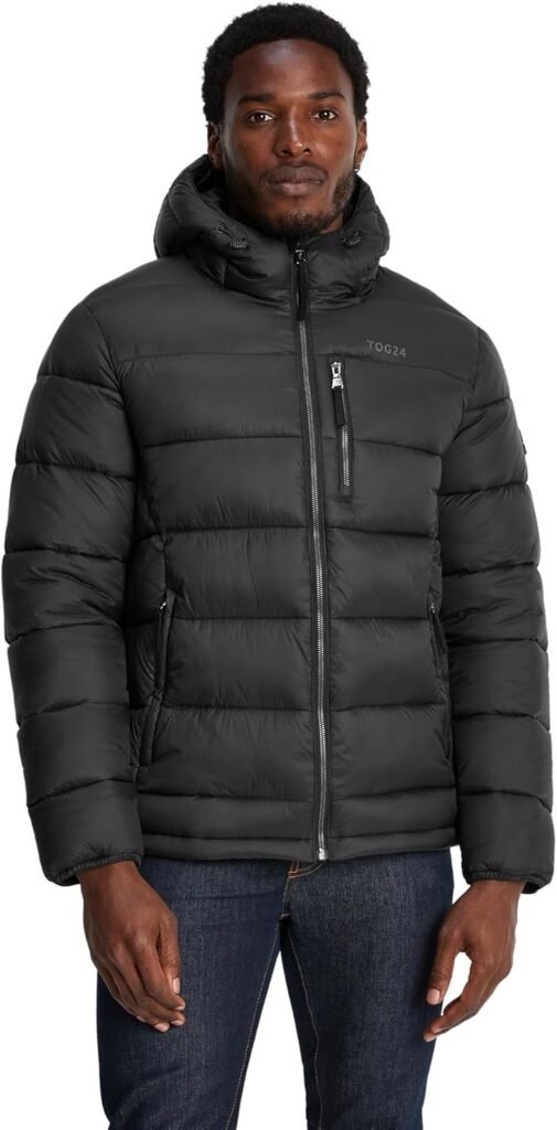 TOG24 Maloney Mens Padded Jacket. Warm & Wind Resistant Mens Jacket With Insulation Made From Recycled Plastic Bottles. Mens Padded Coat Featuring Pocket & 2 Zip Pockets TOG24 Maloney Mens Padded Jacket. Warm & Wind Resistant Mens Jacket With Insulation Made From Recycled Plastic Bottles. Mens Padded Coat Featuring Pocket & 2 Zip Pockets
