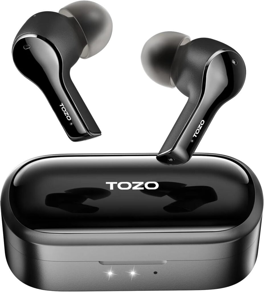 TOZO T9 Wireless Earbuds, Bluetooth 5.3 Earphones with 4 ENC Noise Cancelling Mic, Deep Bass Ear Buds, 27H Playtime, Lightweight Wireless Earphones, Fast Charging Case, IPX7 Waterproof