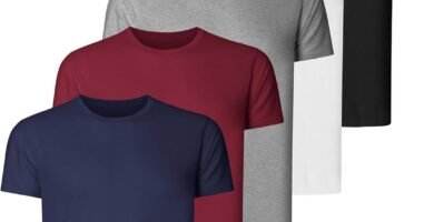 Teesmen Man Sports 5pack T Shirt Crew Neck Short Sleeve Workout Gym Plain Running T-Shirt