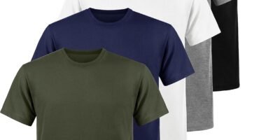 Teesmen Men’s Heavy T-Shirt Pack of 5 Plain Crew Neck Short Sleeve