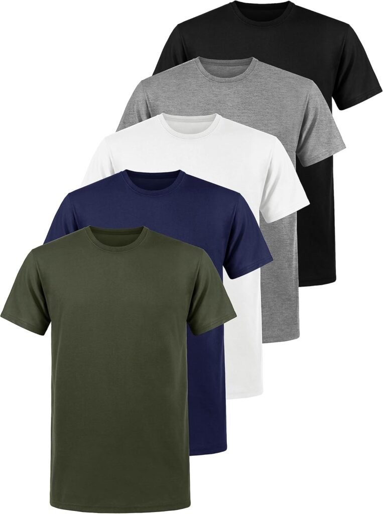Teesmen Men’s Heavy T-Shirt Pack of 5 Plain Crew Neck Short Sleeve Teesmen Men’s Heavy T-Shirt Pack of 5 Plain Crew Neck Short Sleeve