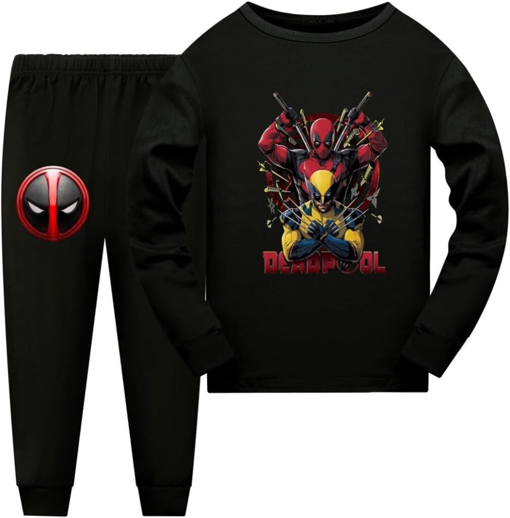 Temolie Boys Pyjama Sets Winter Autumn Popular Superhero Movies Character Print Pajamas Black Long Sleeve Homewear Pjs for Kids 3-13 Years