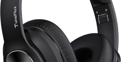 TuneFlux Wireless Bluetooth Headphones Over Ear, 80H Playtime, 3EQ Sound Modes, HiFi Stereo Headphones with Deep Bass Microphone, Foldable Bluetooth 5.3 Headphones-Black