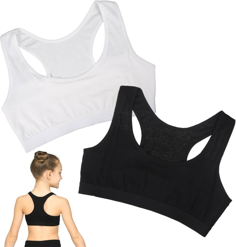 Vokmon Children Bra Sports Bra for Girls First Bra Underwear Sports Training Bra Seamless Sports Bras for Girls Kids Bra Training Bras Unpadded Crop Top Bra Children 9-14