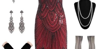 WILDPARTY 1920s Dresses for Women, Flapper Dress with Sequins Beaded Fringed Mesh Stockings, 20s Accessories Mafia Costume Ladies