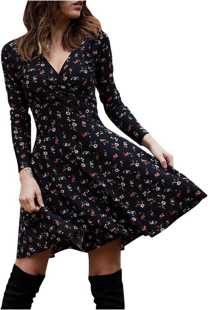 WILLBEST Summer Dresses for Women 2024 Short Sleeve Floral Boho Twisted Front Dress Casual Beach Party Mini Sundress