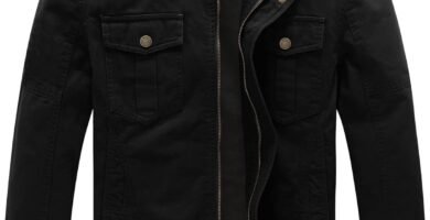 WenVen Men’s Lightweight Cotton Jacket Casual Leisure Jackets Stand Collar Jackets Outdoor Windproof Jackets