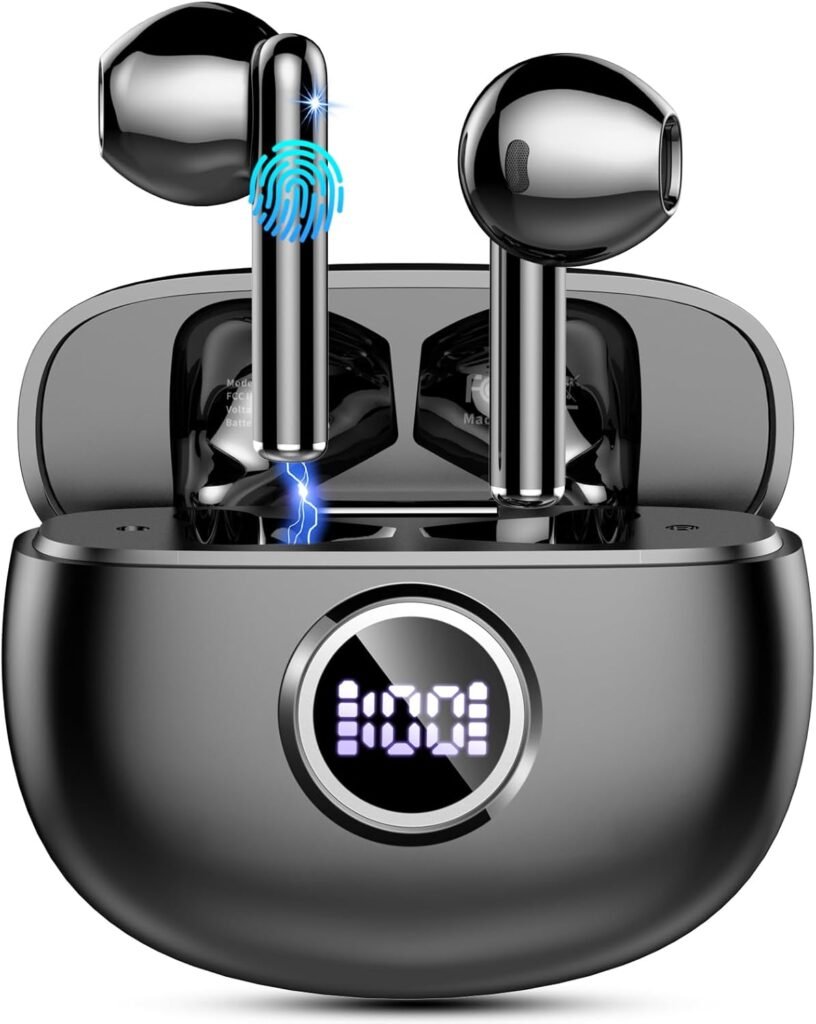 Wireless Earbuds, 2024 Bluetooth 5.3 Headphones with ENC Noise Cancelling Mic, Wireless Earphones HiFi Stereo Deep Bass, 40H Playtime, Mini Bluetooth Earbuds LED Display, IP7 Waterproof Ear buds USB-C