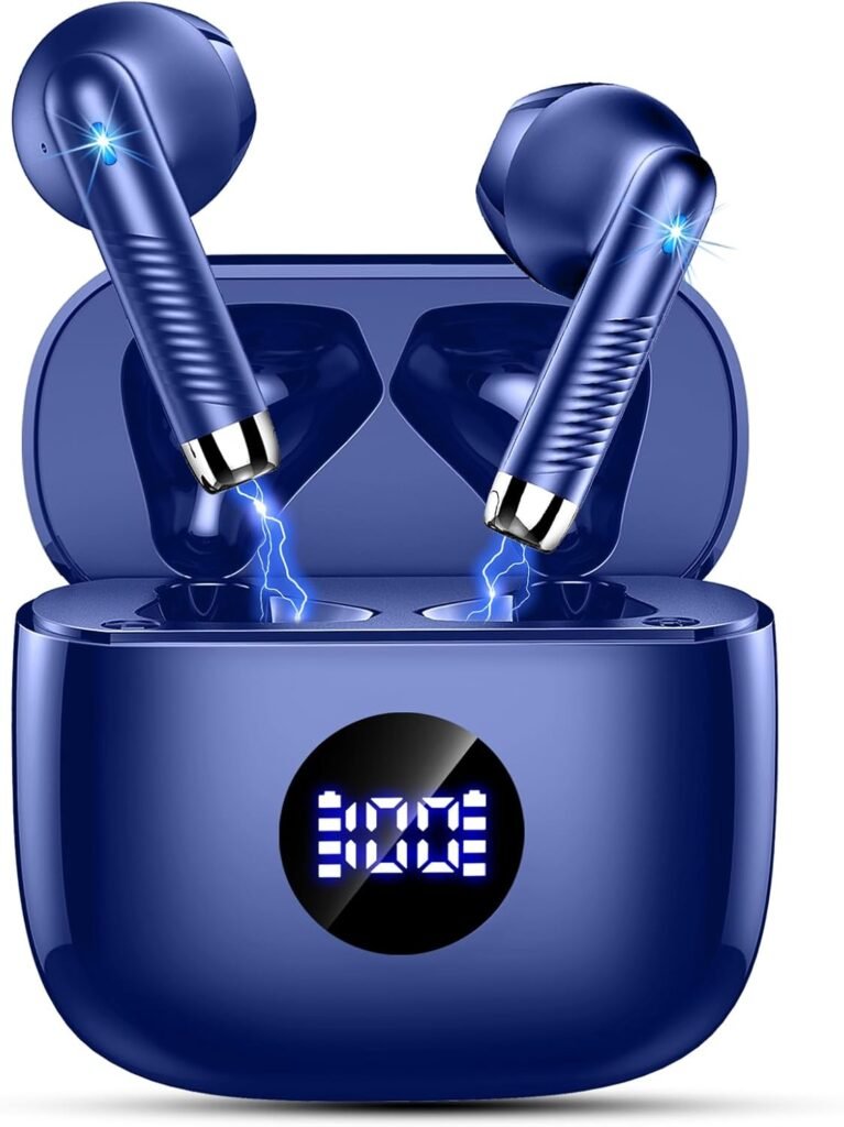Wireless Earbuds, Bluetooth 5.4 Headphones Deep Stereo, in Ear Earphones with 4 ENC Noise Cancelling Mics, 40H Playback Earbuds with Mini Case, IP7 Waterproof Wireless Ear Buds with USB C, LED Display