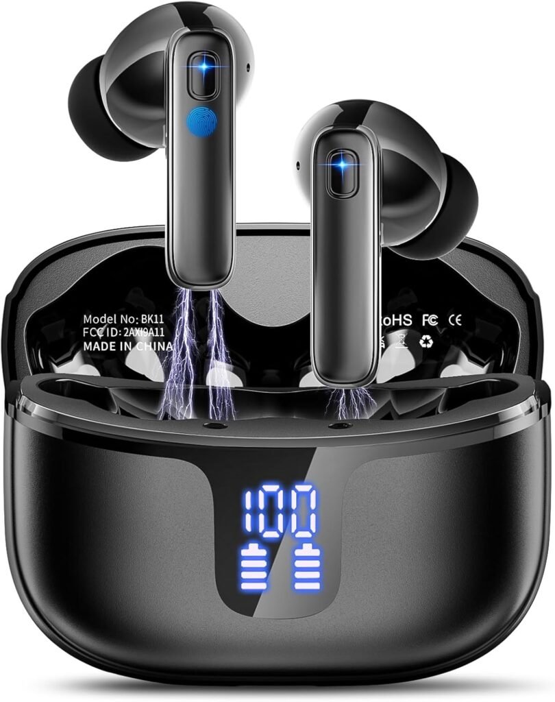 Wireless Earbuds, Wireless Headphones Bluetooth 5.3 with 4 ENC Noise Cancelling Mic, 40Hrs Bluetooth Earphones, 14.2mm Drivers In Ear Earbuds, 2024 Deep Bass Stereo Ear Buds IP7 Waterproof/LED Display
