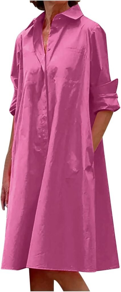 Women Dress Sale Clearance Round-Neck Long Sleeve Casual Pocket Solid Long Maxi Dress UK Ladies Dress Party Elegant Beach Dress Club Cocktail Work Dresses Evening Gowns