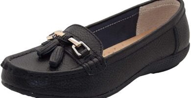 Women Leather Flat Loafer Ladies Casual Comfy Slider Low Wedge Heel Work Shoes