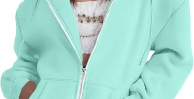 Women’s Fall Jacket Oversized Pocket Sweatshirt Casual Drawstring Clothing Zipper Track Jacket Solid Color Long Sleeve Hooded Top Womens plus Size Sweaters 4