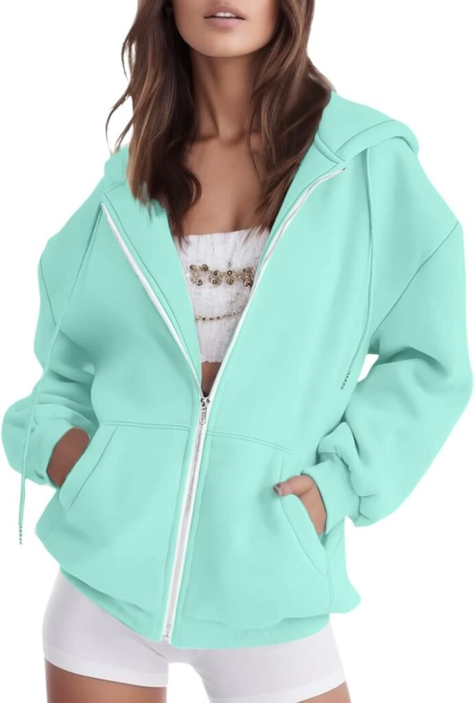 Women’s Fall Jacket Oversized Pocket Sweatshirt Casual Drawstring Clothing Zipper Track Jacket Solid Color Long Sleeve Hooded Top Womens plus Size Sweaters 4 Women’s Fall Jacket Oversized Pocket Sweatshirt Casual Drawstring Clothing Zipper Track Jacket Solid Color Long Sleeve Hooded Top Womens plus Size Sweaters 4