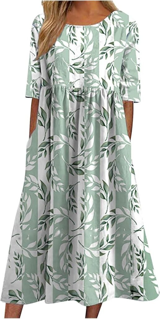 Women’s Short Sleeve Maxi Summer Dresses Round Neck Pullover Dress Elegant Floral Printed Long Dress with Pocket Loose Flowy Hem Boho Dress Beach Daily Wear Women’s Short Sleeve Maxi Summer Dresses Round Neck Pullover Dress Elegant Floral Printed Long Dress with Pocket Loose Flowy Hem Boho Dress Beach Daily Wear