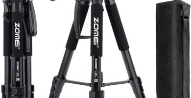 ZOMEi 188 cm Tripod Heavy Duty Tall Tripod Stand, Professional Travel Video Tripod Compatible with DSLR Cameras, Mobile Phones, Projector, Binoculars, Spotting Scope (Black)