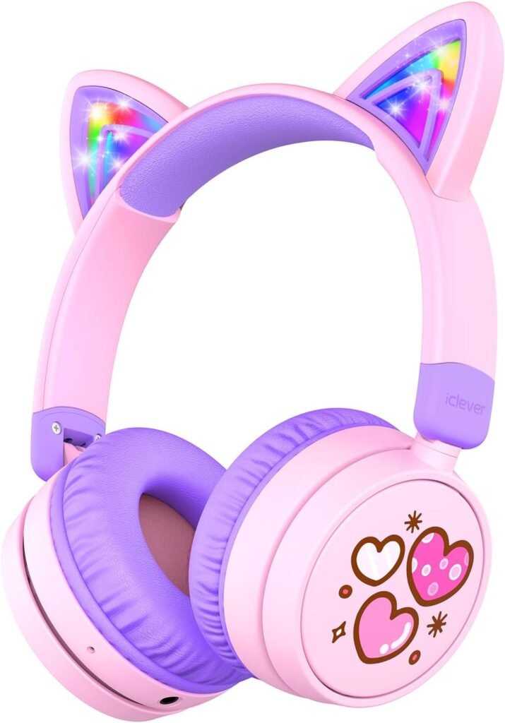 iClever Kids Bluetooth Headphones, 60H Playtime, LED Light Up Cat Ear, Safe Volume 74/85dBA, Bluetooth 5.3, USB C Charging, Kids Headphones Wireless Built in Mic for Tablets Travel Gift iClever Kids Bluetooth Headphones, 60H Playtime, LED Light Up Cat Ear, Safe Volume 74/85dBA, Bluetooth 5.3, USB C Charging, Kids Headphones Wireless Built in Mic for Tablets Travel Gift