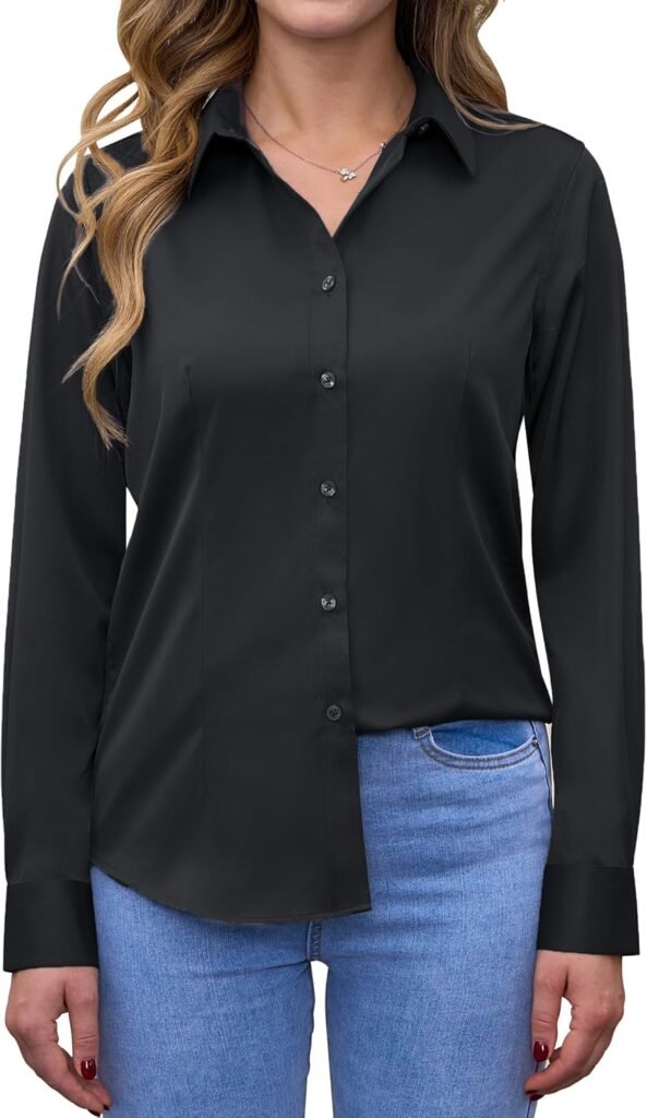 siliteelon Women’s Shirt Non Iron Long Sleeve Stretch Executive Shirt Regular Fit Women Blouse siliteelon Women’s Shirt Non Iron Long Sleeve Stretch Executive Shirt Regular Fit Women Blouse