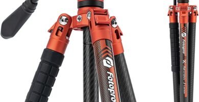 Fotopro X-Aircross 3 Video 62 Inch Lightweight Travel Camera Tripod with Fluid Head 2.35lbs Ultra Light Portable Professional Video Travel Carbon Fiber Tripod for Camera DSLR Load up to 22lbs Orange