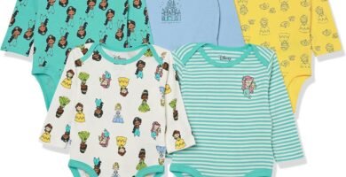 Amazon Essentials Disney | Marvel | Star Wars | Princess Baby Girls’ Long-Sleeve Bodysuits, Pack of 5