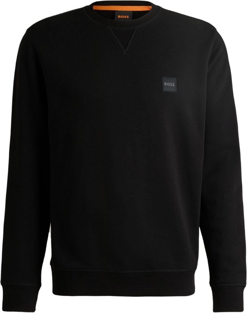 BOSS Mens Westart Cotton-terry regular-fit sweatshirt with logo patch