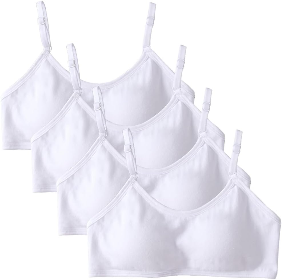 4 Pack Girls Sports Bra Training Bras Underwear with Fixed Bust Pad and Adjustable Strap Teenage Girls Crop Top for Kids 10-18 Years 4 Pack Girls Sports Bra Training Bras Underwear with Fixed Bust Pad and Adjustable Strap Teenage Girls Crop Top for Kids 10-18 Years