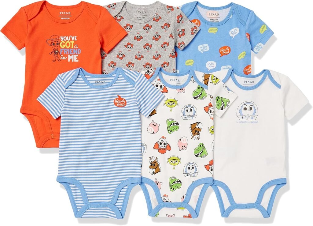 Amazon Essentials Disney | Marvel | Star Wars Unisex Babies’ Short-Sleeve Bodysuits, Pack of 6 Amazon Essentials Disney | Marvel | Star Wars Unisex Babies’ Short-Sleeve Bodysuits, Pack of 6