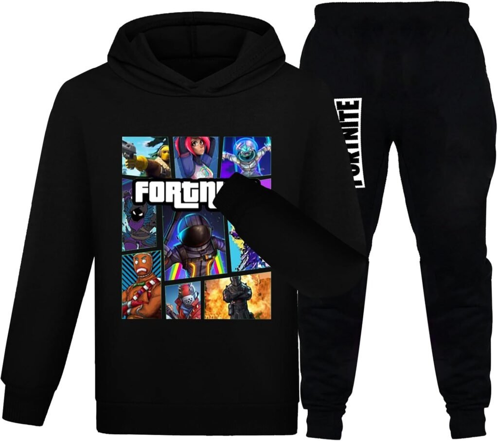 Kids Tracksuit Full Set Girls Boys 2 Piece Oversized Hoodie for Boys Fleece Warm Hooded for Kids and Teens, Gamers Gifts Running Walking Hiking Track Suit 2024