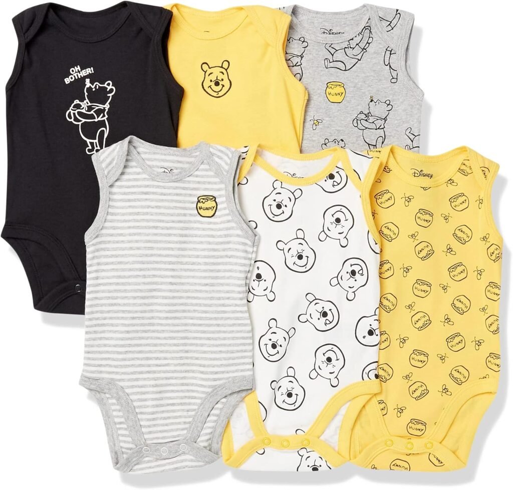 Amazon Essentials Disney | Marvel | Star Wars Unisex Babies’ Sleeveless Bodysuits, Pack of 6 Amazon Essentials Disney | Marvel | Star Wars Unisex Babies’ Sleeveless Bodysuits, Pack of 6